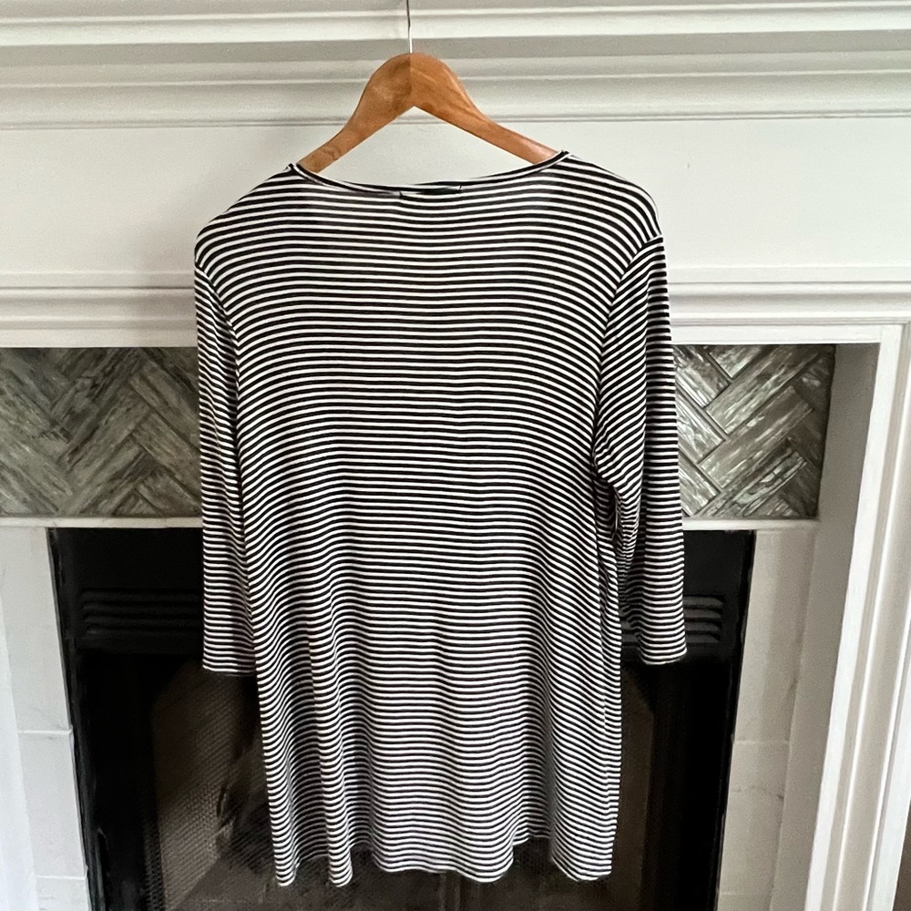 Anthro ETCHED Modal DOUBLE TIE V-Neck HI LO Flowy Stretch 3/4 Sleeve TOP XL - Picture 6 of 8
